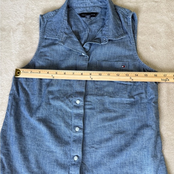 Tommy Hilfiger Blue‎ Denim  Sleeveless Button up Blouse - Picture 5 of 7